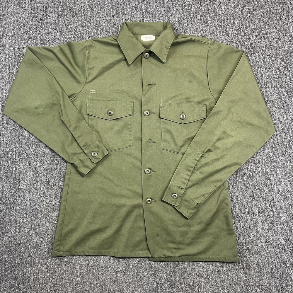 US Military Vintage 80s OG-507 Utility Shirt 15.5x35 Green Gorpcore Workwear